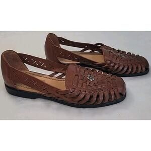 Basic Editions Slip-On Leather Sandals | Women’s 5.5 Brown | EUC